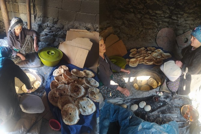 Hakkarili kadınlar depremzedeler için tandır başına geçti