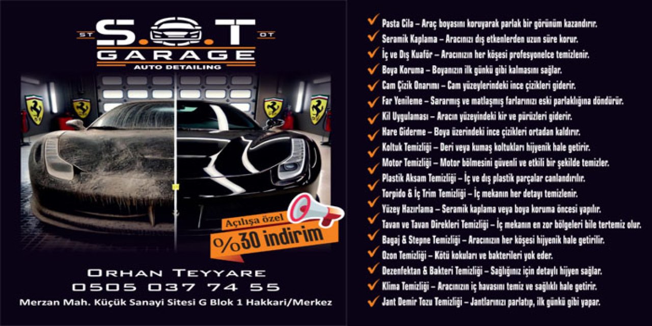 Hakkâri’de Oto Bakımda Yeni Bir Dönem: S.O.T Garage Hizmete Girdi