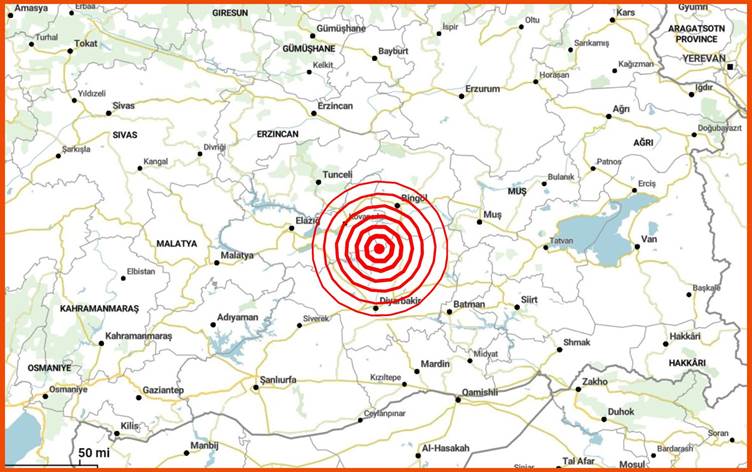Diyarbakır-Bingöl-Elazığ üçgeninde deprem